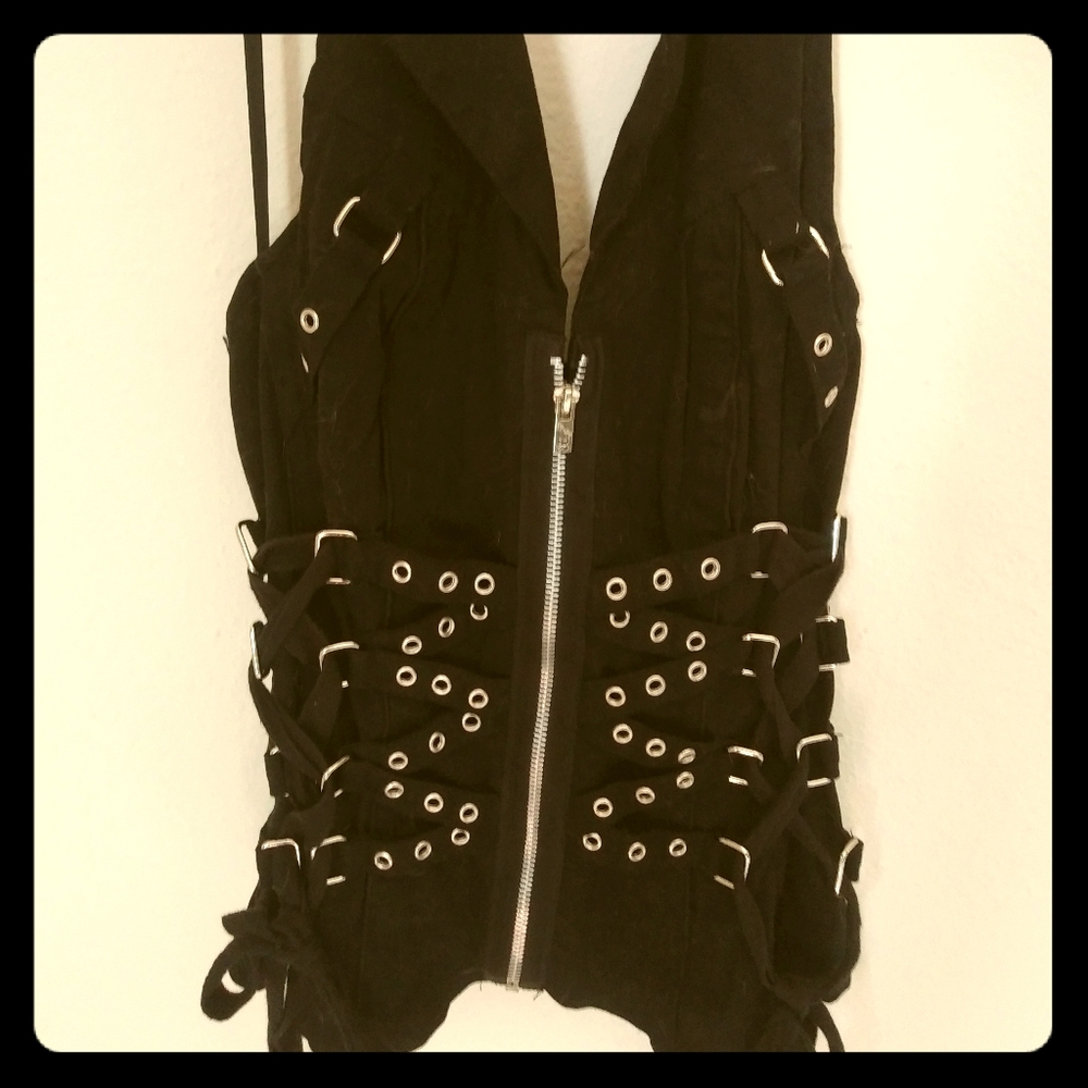 Black Lace Up Halter Corset